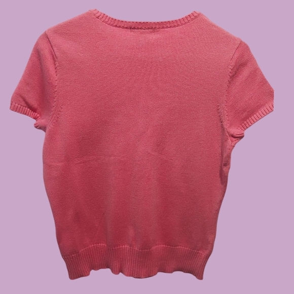 Eddie Bauer vtg Womens Pink Short Sleeve Sweater Size Small - Picture 2 of 6
